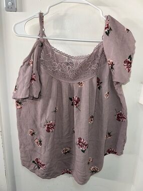 torrid Mauve Floral Lace Trim Cold-Shoulder Camisole